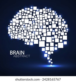 Abstract brain of glowing squares, concept artificial intelligence