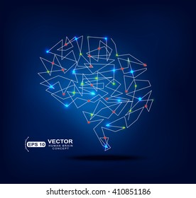 Abstract brain graphic with trace and spot lights activity