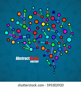 Abstract brain human, colorful molecular structure. Vector