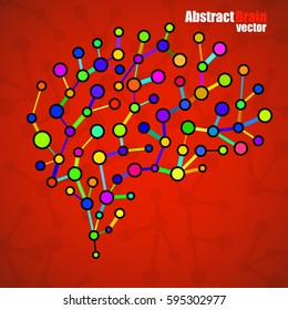Abstract brain human, colorful molecular structure. Vector