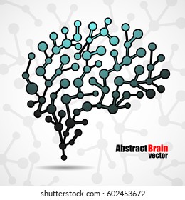 Abstract brain human, colorful molecular structure. Vector