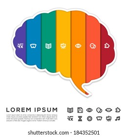 Abstract Brain with icon color background vector