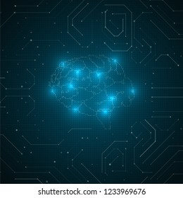 Abstract brain illustration. Futuristic network graphic concept. Artificial intelligence technology advancement