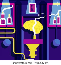 Abstract brain imagination engine concept