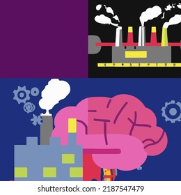 Abstract brain imagination engine concept