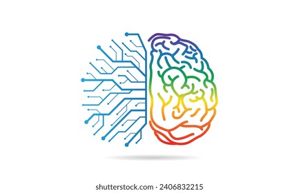 Abstract brain left and right functions concept. EPS. Vector design.