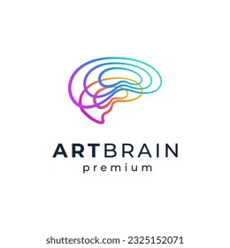 abstract brain with line art style logo design