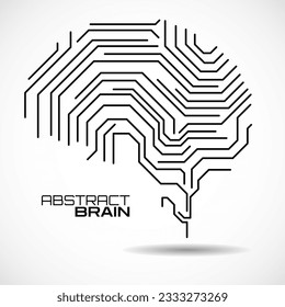 Abstract brain with lines isolated on white background. Vector illustration