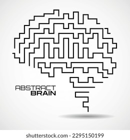 Abstract brain with lines in the style maze. Vector illustration