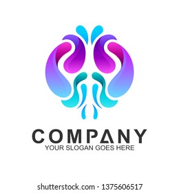 abstract brain logo, Colorful brain logo
