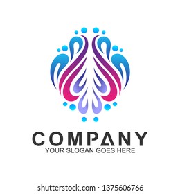 abstract brain logo, Colorful icon template
