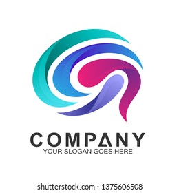 abstract brain logo, Colorful logo template