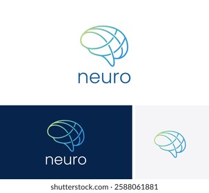 Abstract brain logo design for technology industry