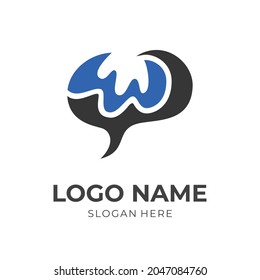 diseño de plantilla de diseño de logotipo de cerebro abstracto vector con estilo de color negro y azul plano
