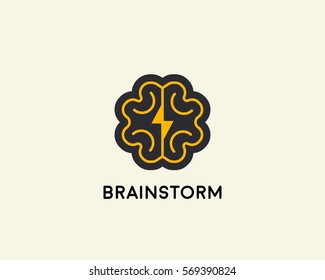 Abstract Brain Logo Design Template. Brainstorm Vector Sign. Education Medicine Smart Logotype.