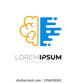 Abstract brain logo with fast design illustration, simple style logo