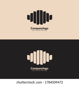 Abstract brain logo generate idea design template. Color music sound wave sign. Universal real estate house fence vector icon. Minimalistic logo design.