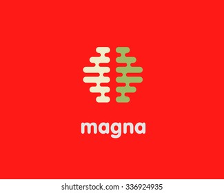 Abstract Brain Logo Generate Idea Design Template. Color Trend Medicine Sign. Universal Smart Mind Maze Game Nut Vector Icon.