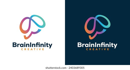 Resumen del logotipo del cerebro. Pensador de inteligencia inteligente con estilo moderno. Plantilla de diseño del logotipo de salud mental.