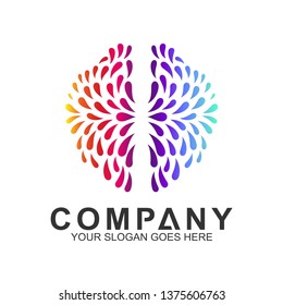 abstract brain logo,brain vector with colorful water splash