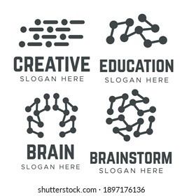 Abstract brain logotype. Brainstorm logos vector. Creative logos