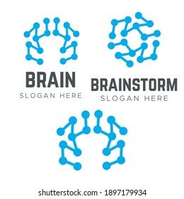 Abstract brain logotype. Brainstorm logos vector. Creative logos