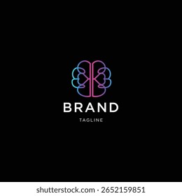 Logo Abstractas del amor cerebral. Logotipo del amor del cerebro con concepto simple.
