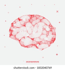 Abstract Brain Low Poly Vector Background Illustration - Can be used for Artificial Intelligence Project.