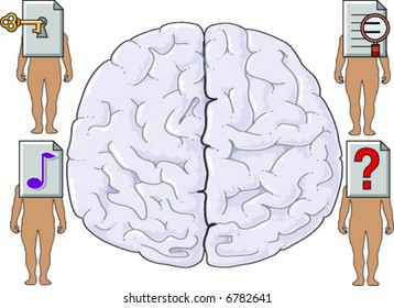 Abstract with brain and man