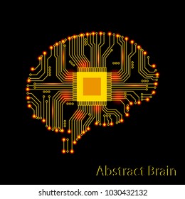 Abstract brain of man in an electronic form. Vector illustration. Abstract brain. Vector brain.