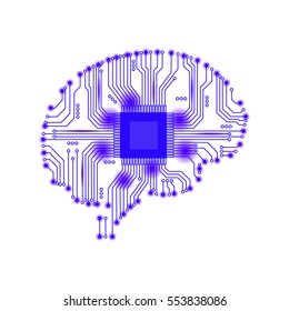 Abstract brain of man in an electronic form. Vector illustration. Abstract brain.