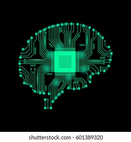 Abstract brain of man in an electronic form. Vector illustration. Abstract brain.