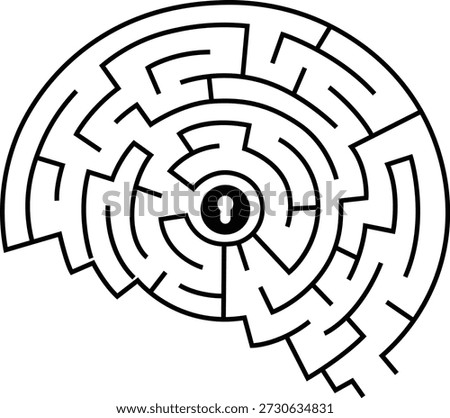 Abstract Brain Maze Labyrinth With Keyhole Center Vector Illustration