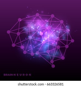 Abstract Brain Neural Network And Universe Bakground. Brain Net Neural, Vector Illustration