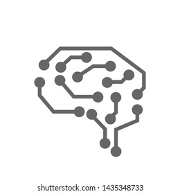 Abstract brain on white background, AI (artificial intelligence) concept machine learning, nanotechnologies and modern technologies concepts, smart city and global network technology