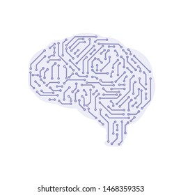 Abstract brain on white background, AI  concept machine learning, nanotechnologies and modern technologies concepts, smart city and global network technology