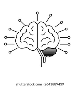 Abstract brain outline icon split into two halves with neural points, representing digital thought and dual processing.
