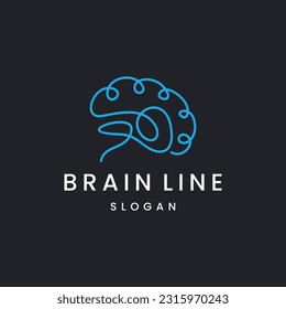 abstract brain outline monoline art logo vector icon