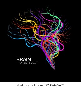 Resumen с cerebro reativo con líneas caóticas de pintura aisladas en fondo blanco. Ilustración del vector