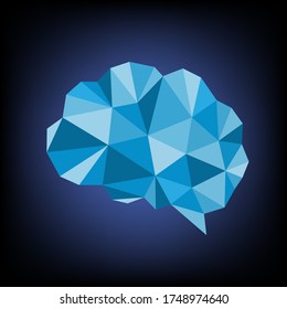 Abstract brain polygon in dark blue background vector