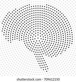Abstract brain of radial dots. Vector
