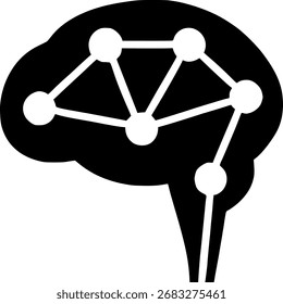 Silhueta cerebral abstrata com nós conectados em estilo vetorial. Ideal para IA, redes neurais, aprendizado de máquina e design de interface de usuário de tecnologia. Limpo, mínimo e perfeito para projetos digitais.