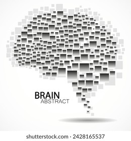 Abstract brain of squares on white background, concept artificial intelligence