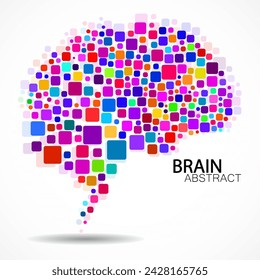 Abstract brain of squares on white background, concept artificial intelligence