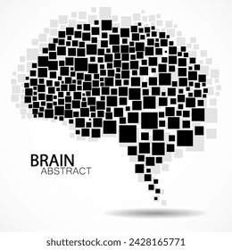 Abstract brain of squares on white background, concept artificial intelligence