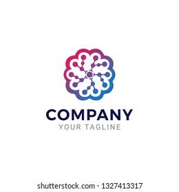 Abstract Brain Tech Logo Design Vector Template