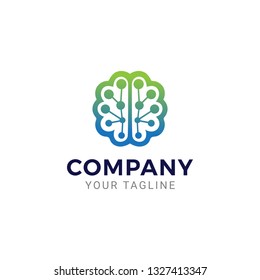 Abstract Brain Tech Logo Design Vector Template