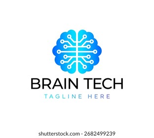 Imagem de vetor do design do logotipo da tecnologia do cérebro