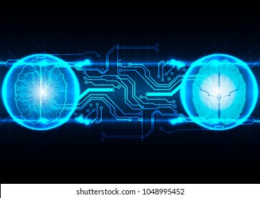abstract brain technological , science interface, digital blueprint of human,illustration vector design
