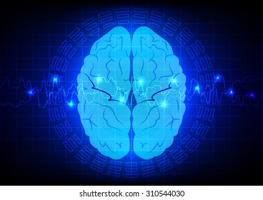 abstract brain technology with blue light design.illustration vector